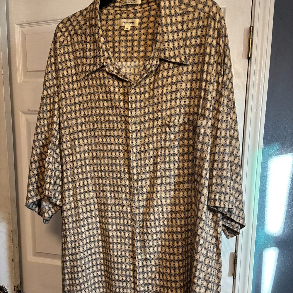 Vintage Pierre Cardin Men's Shirt 100% Rayon 4X Short Sleeve Pocket